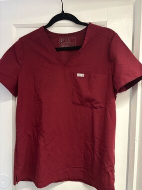 Figs Catarina one pocket scrub top size small color burgundy